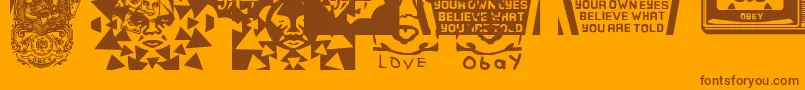 Więcej informacji o czcionce ObeypearsCaps Czcionka ObeypearsCaps – brązowe czcionki na pomarańczowym tle