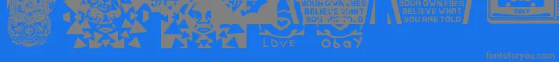 ObeypearsCaps-Schriftart – Graue Schriften auf blauem Hintergrund
