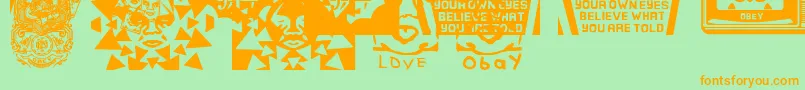 ObeypearsCaps-Schriftart – Orangefarbene Schriften auf grünem Hintergrund
