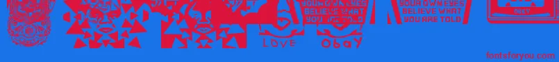 ObeypearsCaps Font – Red Fonts on Blue Background