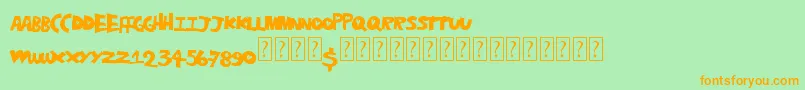 Hearthole-Schriftart – Orangefarbene Schriften auf grünem Hintergrund