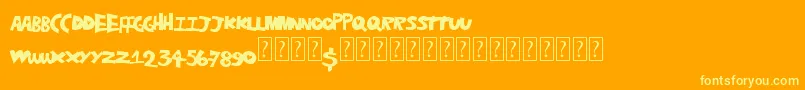 Hearthole Font – Yellow Fonts on Orange Background