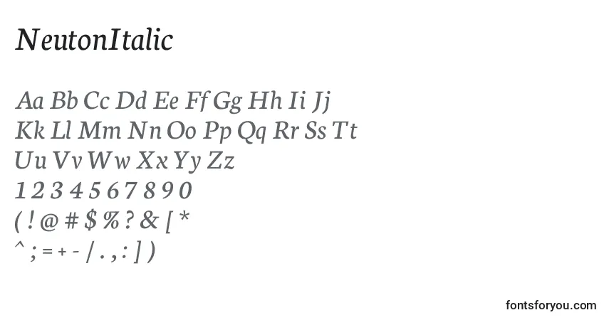 Schriftart NeutonItalic – Alphabet, Zahlen, spezielle Symbole