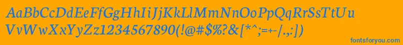 NeutonItalic Font – Blue Fonts on Orange Background