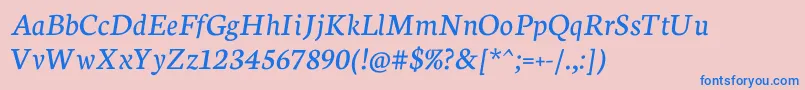 NeutonItalic Font – Blue Fonts on Pink Background