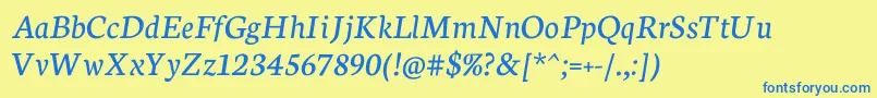 NeutonItalic Font – Blue Fonts on Yellow Background