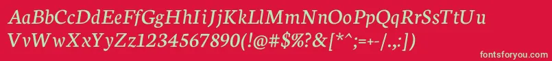 NeutonItalic Font – Green Fonts on Red Background