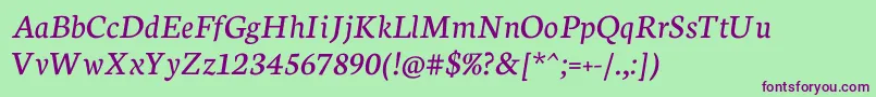 NeutonItalic Font – Purple Fonts on Green Background