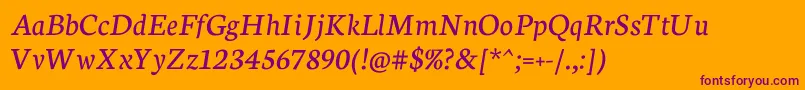 NeutonItalic Font – Purple Fonts on Orange Background