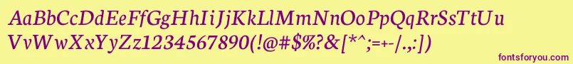 NeutonItalic Font – Purple Fonts on Yellow Background