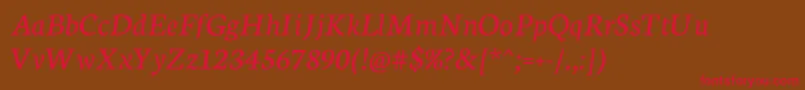 フォントNeutonItalic – 赤い文字が茶色の背景にあります。