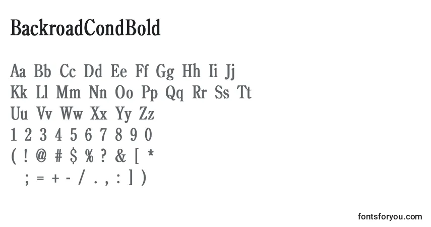 Шрифт BackroadCondBold – алфавит, цифры, специальные символы