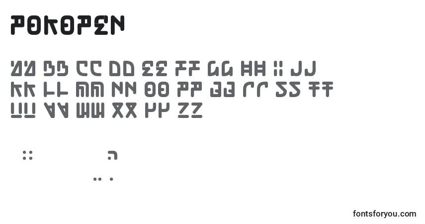 A fonte Pokopen – alfabeto, números, caracteres especiais
