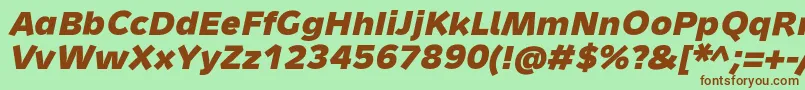 MetronMediumProBoldItalic Font – Brown Fonts on Green Background