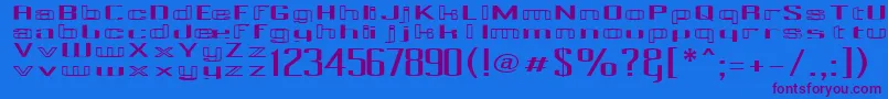 フォントPecotCombined – 紫色のフォント、青い背景