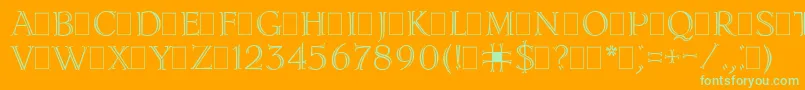 フォントLidiaPlain.001.001 – オレンジの背景に緑のフォント