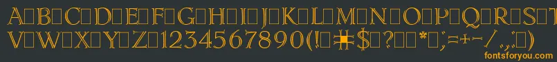 フォントLidiaPlain.001.001 – 黒い背景にオレンジの文字
