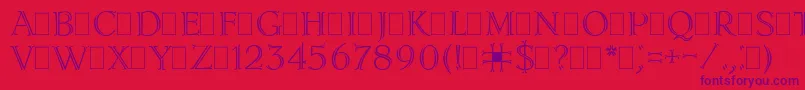 フォントLidiaPlain.001.001 – 赤い背景に紫のフォント