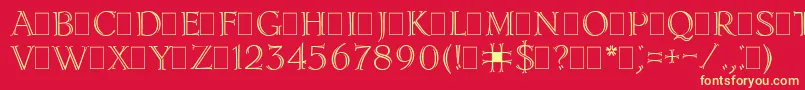 LidiaPlain.001.001 Font – Yellow Fonts on Red Background