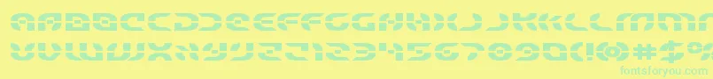 Czcionka Starfighterboldexpand – zielone czcionki na żółtym tle