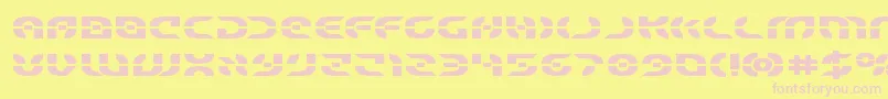 Starfighterboldexpand-fontti – vaaleanpunaiset fontit keltaisella taustalla