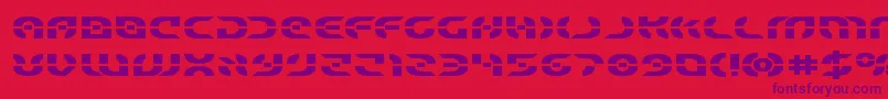 Starfighterboldexpand-Schriftart – Violette Schriften auf rotem Hintergrund