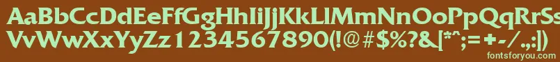 フォントQuadratDemibold – 緑色の文字が茶色の背景にあります。