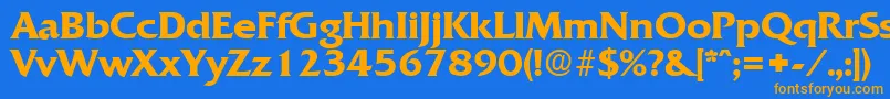 Więcej informacji o czcionce QuadratDemibold Czcionka QuadratDemibold – pomarańczowe czcionki na niebieskim tle