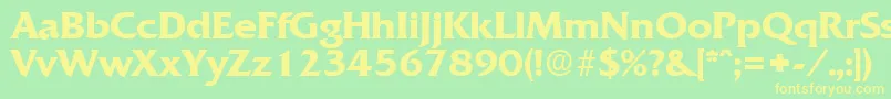 フォントQuadratDemibold – 黄色の文字が緑の背景にあります