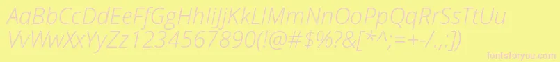 Opensans Lightitalic Font – Pink Fonts on Yellow Background