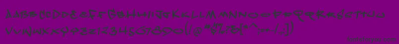 KleinscribereBold-Schriftart – Schwarze Schriften auf violettem Hintergrund