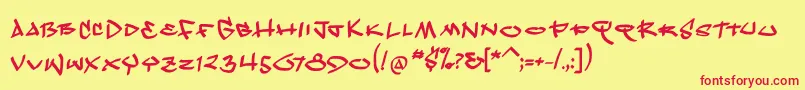 KleinscribereBold Font – Red Fonts on Yellow Background