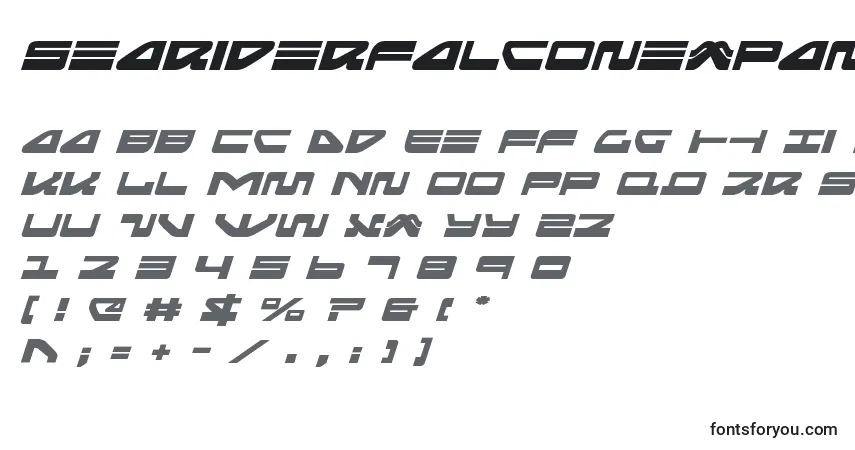 Шрифт Seariderfalconexpandital – алфавит, цифры, специальные символы