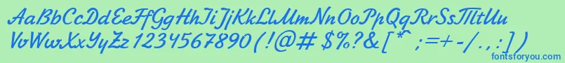 JikharevPlain Font – Blue Fonts on Green Background