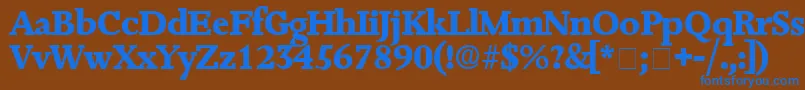 Czcionka JuxtaDisplaySsi – niebieskie czcionki na brązowym tle