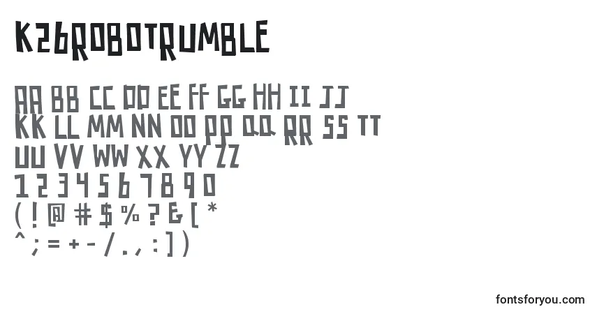 Czcionka K26robotrumble – alfabet, cyfry, specjalne znaki