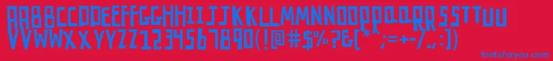 フォントK26robotrumble – 赤い背景に青い文字