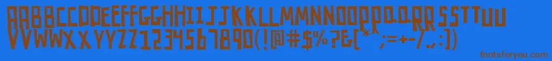 K26robotrumble Font – Brown Fonts on Blue Background