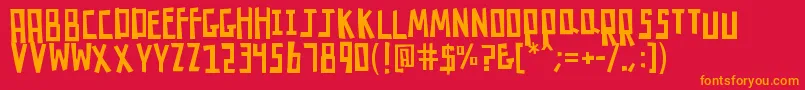 K26robotrumble Font – Orange Fonts on Red Background