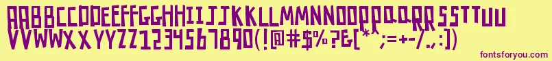 K26robotrumble Font – Purple Fonts on Yellow Background