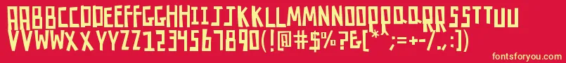 K26robotrumble Font – Yellow Fonts on Red Background