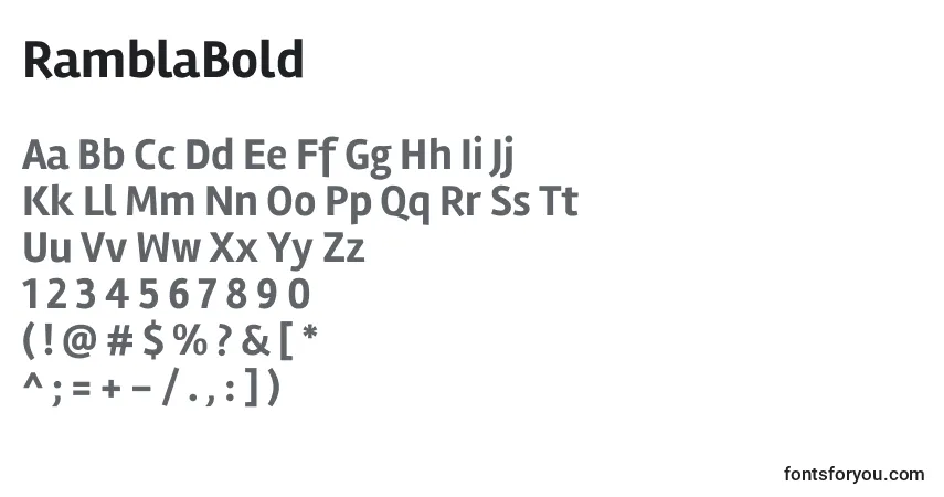 Czcionka RamblaBold – alfabet, cyfry, specjalne znaki