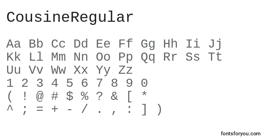 Schriftart CousineRegular – Alphabet, Zahlen, spezielle Symbole