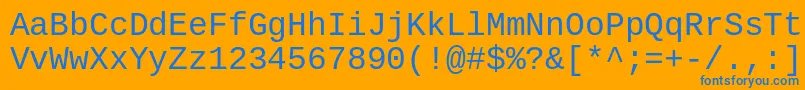 フォントCousineRegular – オレンジの背景に青い文字