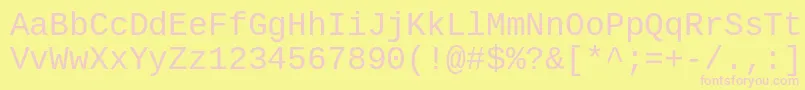 CousineRegular-fontti – vaaleanpunaiset fontit keltaisella taustalla