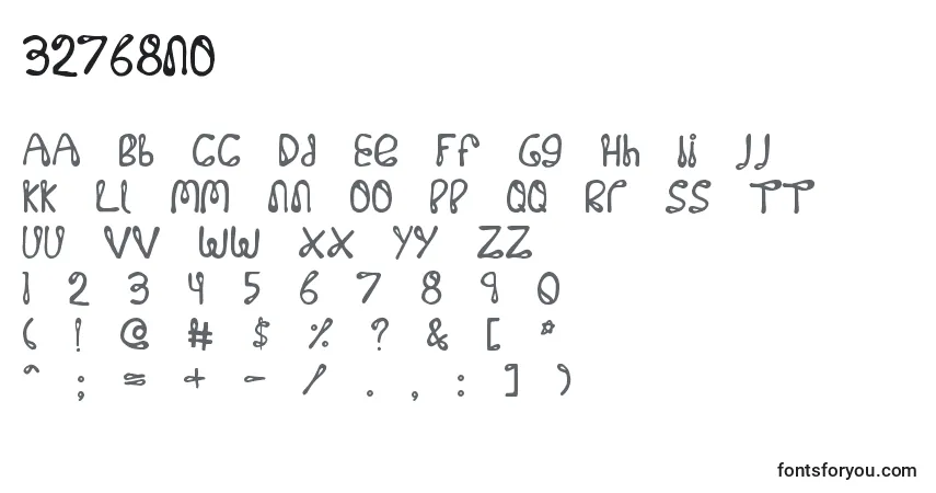 A fonte 32768no – alfabeto, números, caracteres especiais