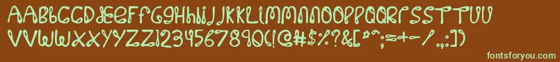 フォント32768no – 緑色の文字が茶色の背景にあります。