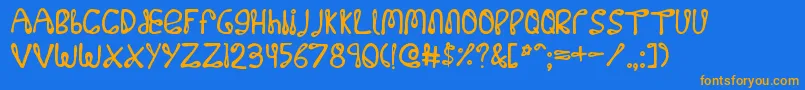 フォント32768no – オレンジ色の文字が青い背景にあります。