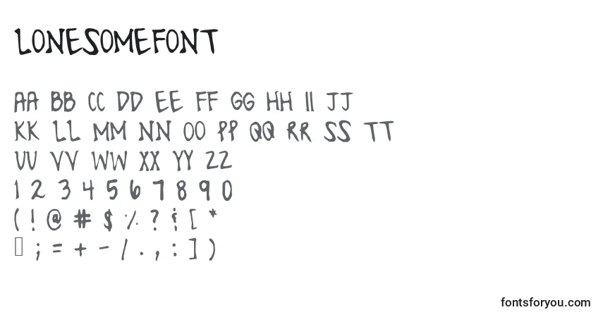 Шрифт Lonesomefont – алфавит, цифры, специальные символы