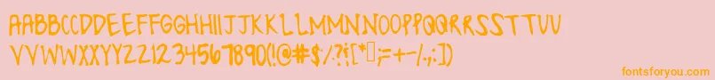 フォントLonesomefont – オレンジの文字がピンクの背景にあります。